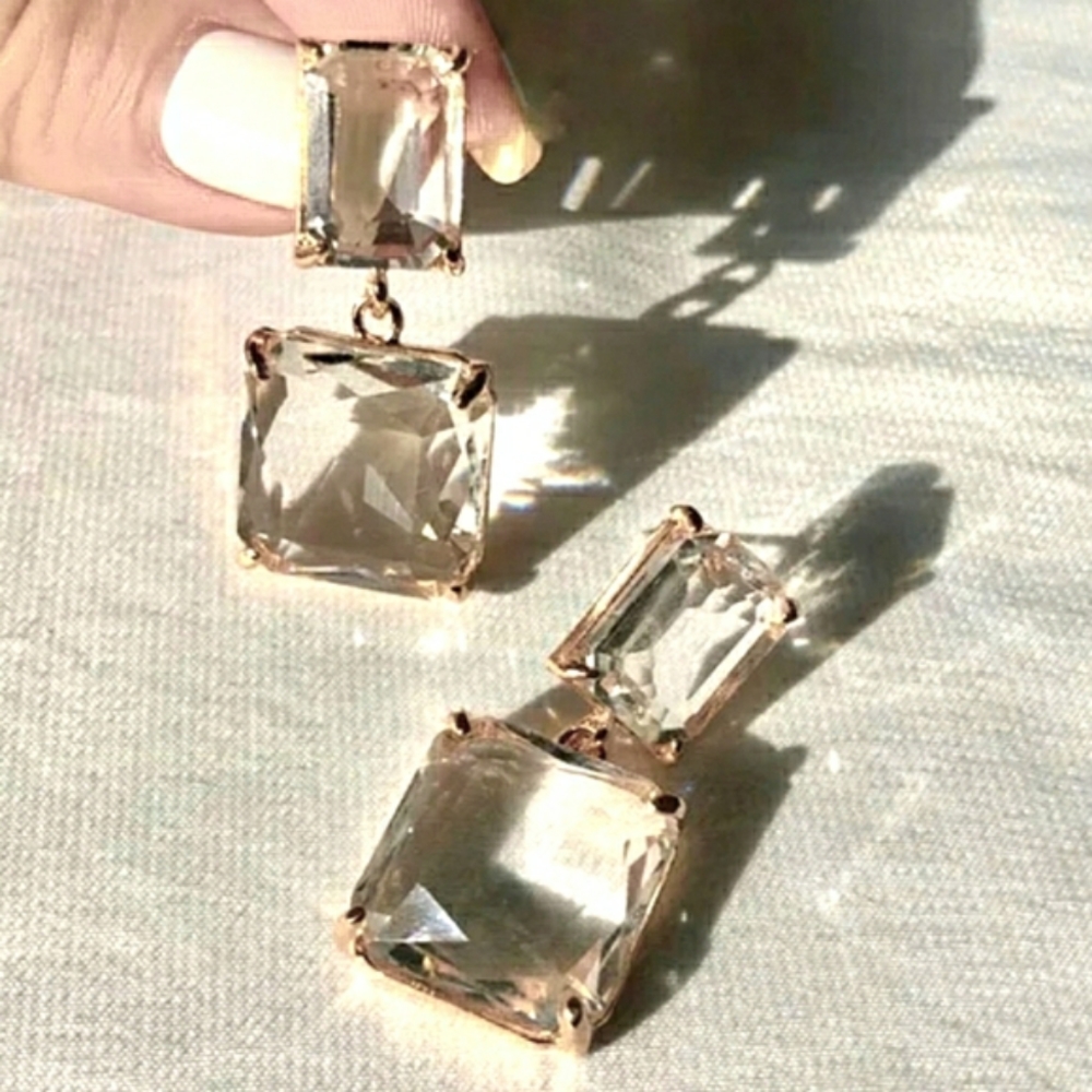 Anthropologie transparent glass dangle earrings; nwot - Picture 4 of 12
